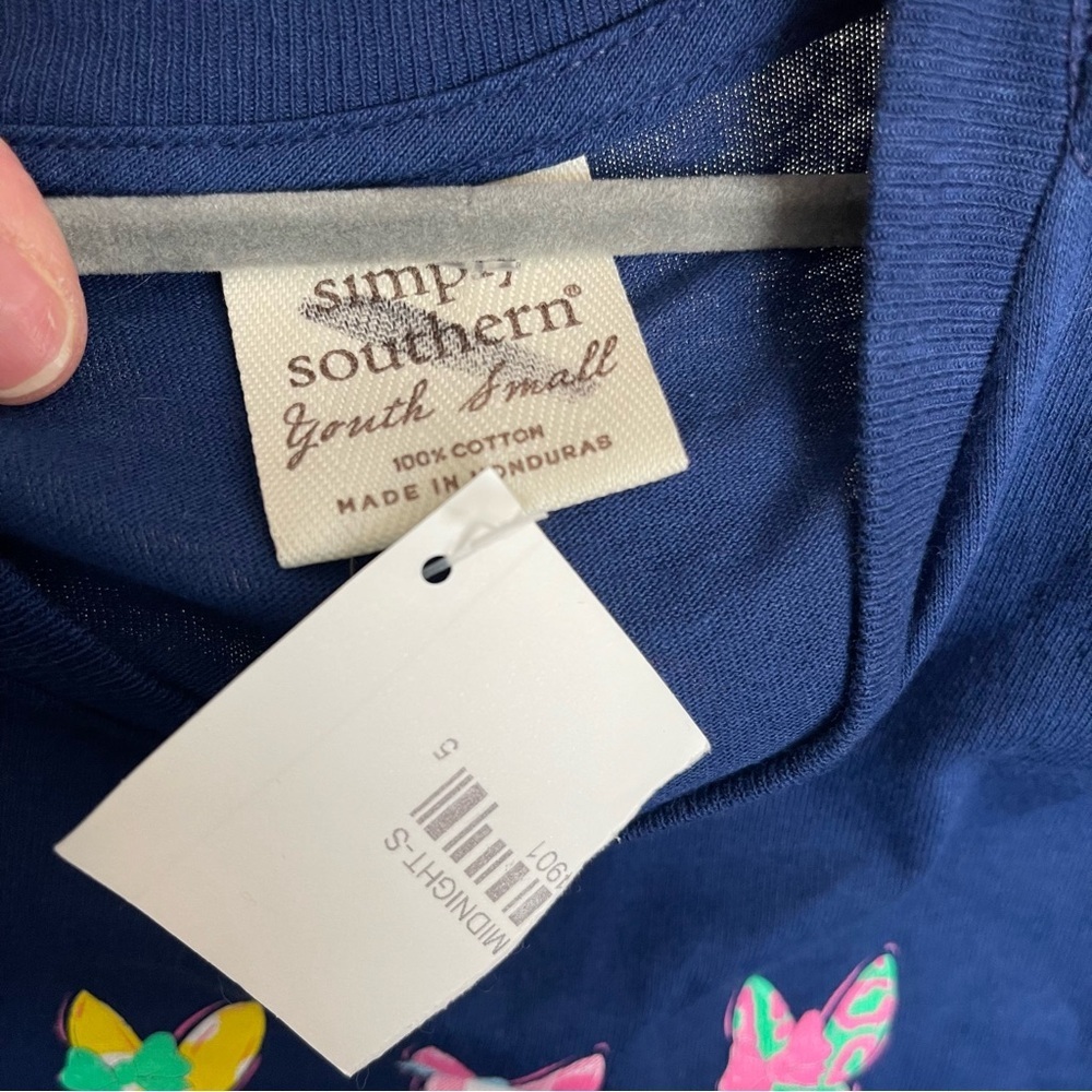 Simply Southern Navy Tee with Colorful Bunny Row - Picture 5 of 5